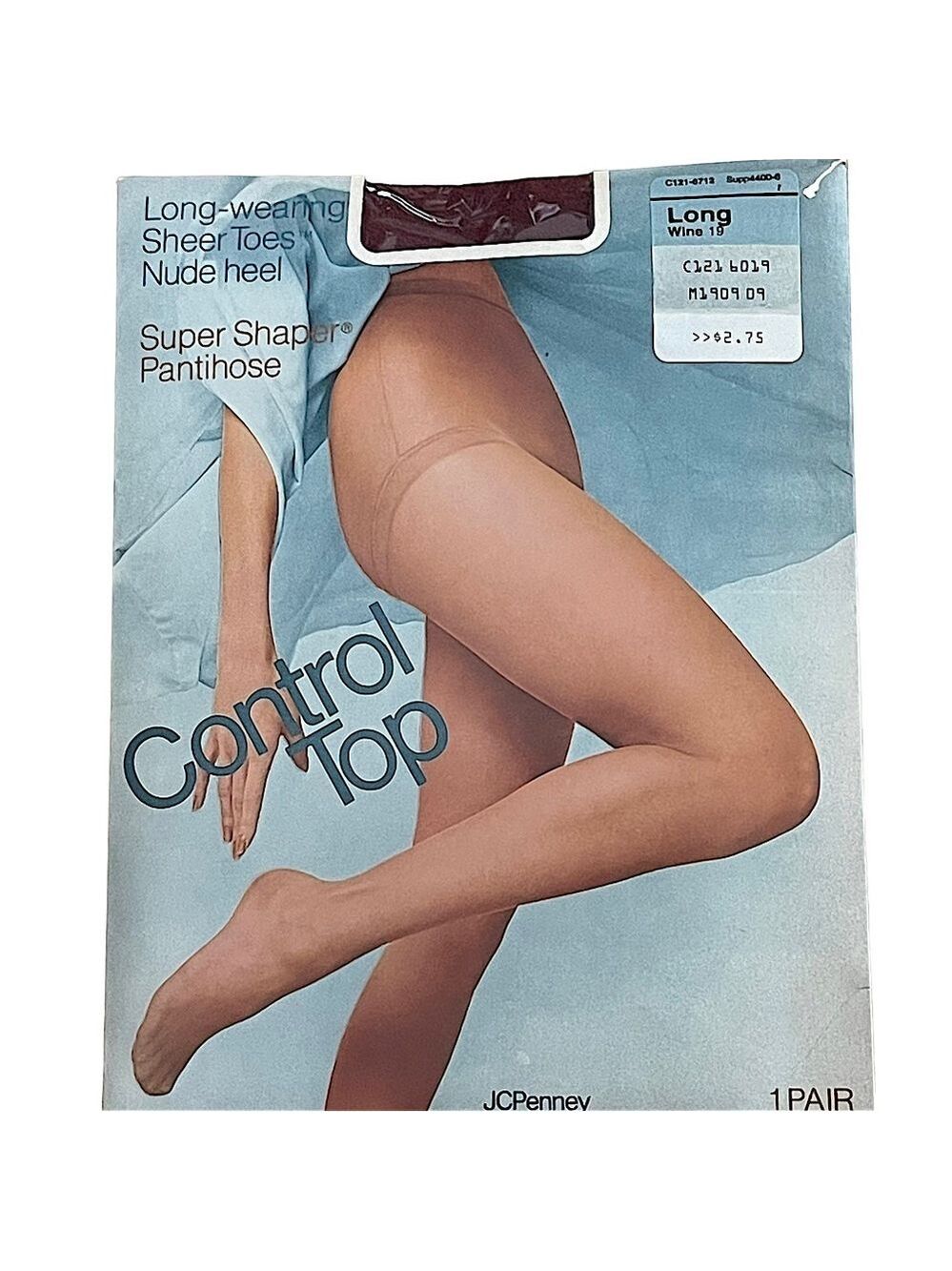 JC Penney Vintage 90s Super Shaper Pantyhose Control Top Wine Long